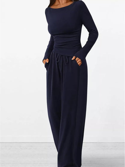 Hazel Blues® |  Long Sleeve Top and Wide Leg Pants Set