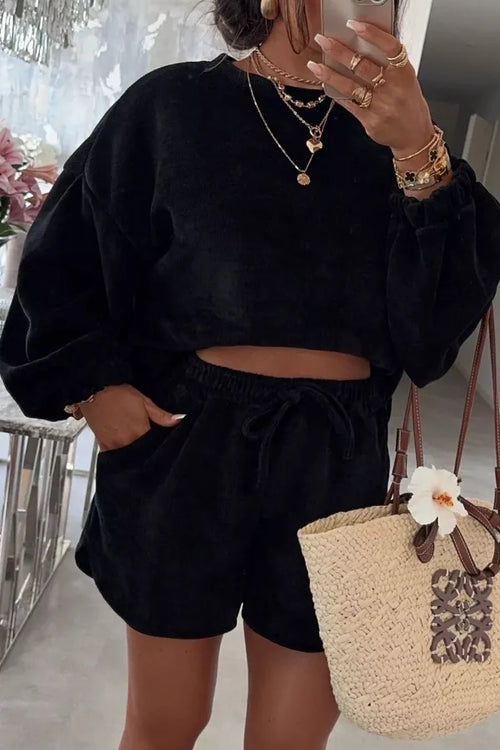 Hazel Blues® |  Relaxed Fit Cropped Top and Shorts Set
