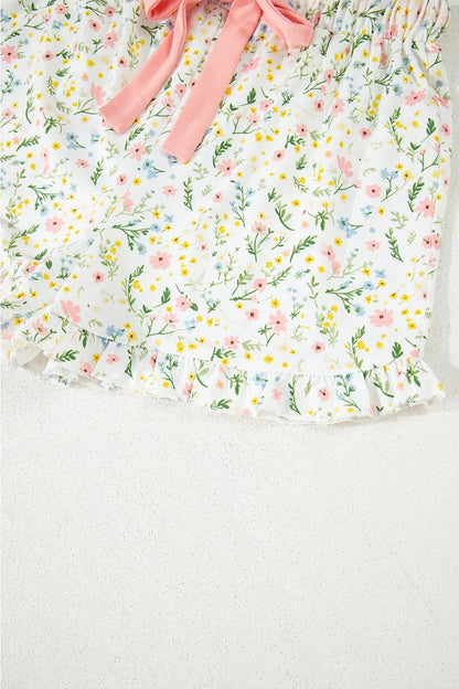 Hazel Blues® |  Printed Button Up Short Sleeve Top and Shorts Lounge Set