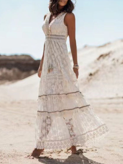 Hazel Blues® |  Lace V-Neck Sleeveless Maxi Dress