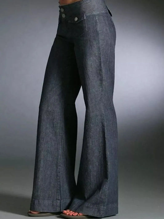 Hazel Blues® | High-Waisted Wide-Leg Wash Jeans