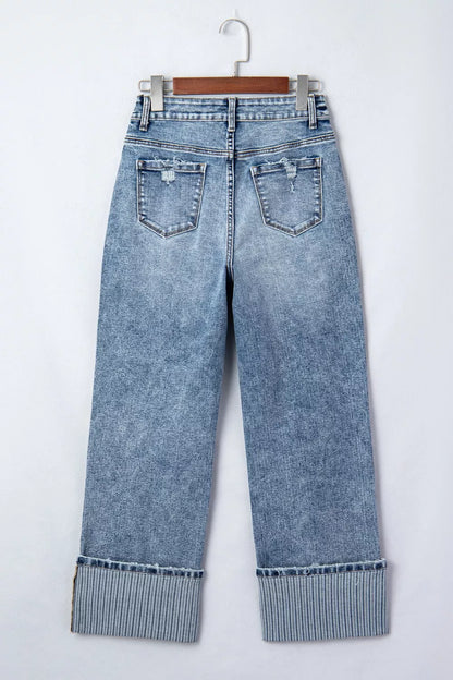 Hazel Blues® |  Cuffed Straight Loose Jeans