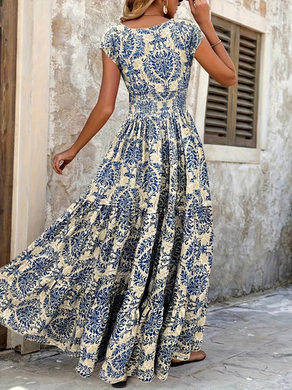 Hazel Blues® |  Printed Cap Sleeve Maxi Dress