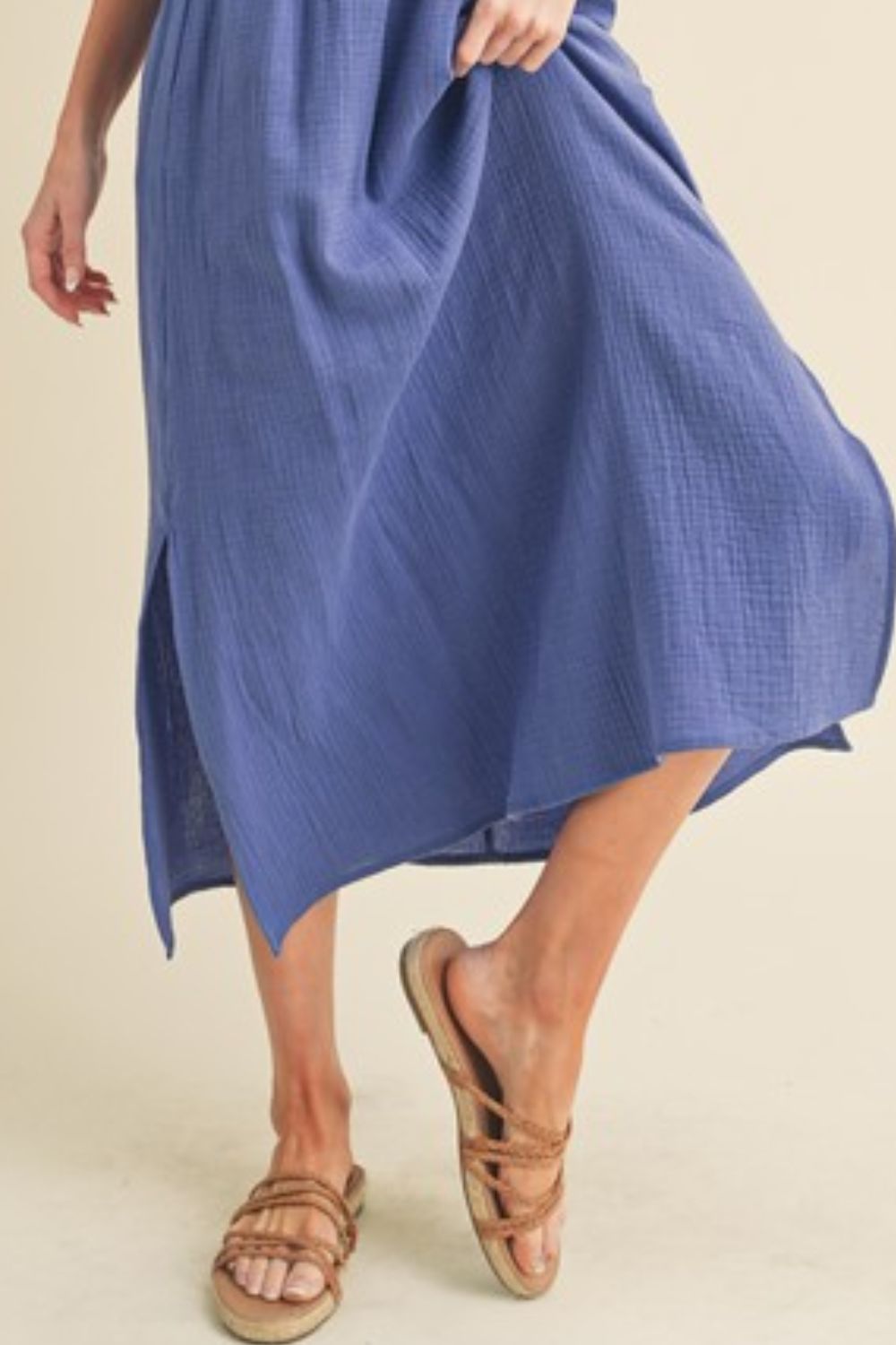 Hazel Blues® |  Aemi + Co Side Slit Round Neck Sleeveless Tank Dress