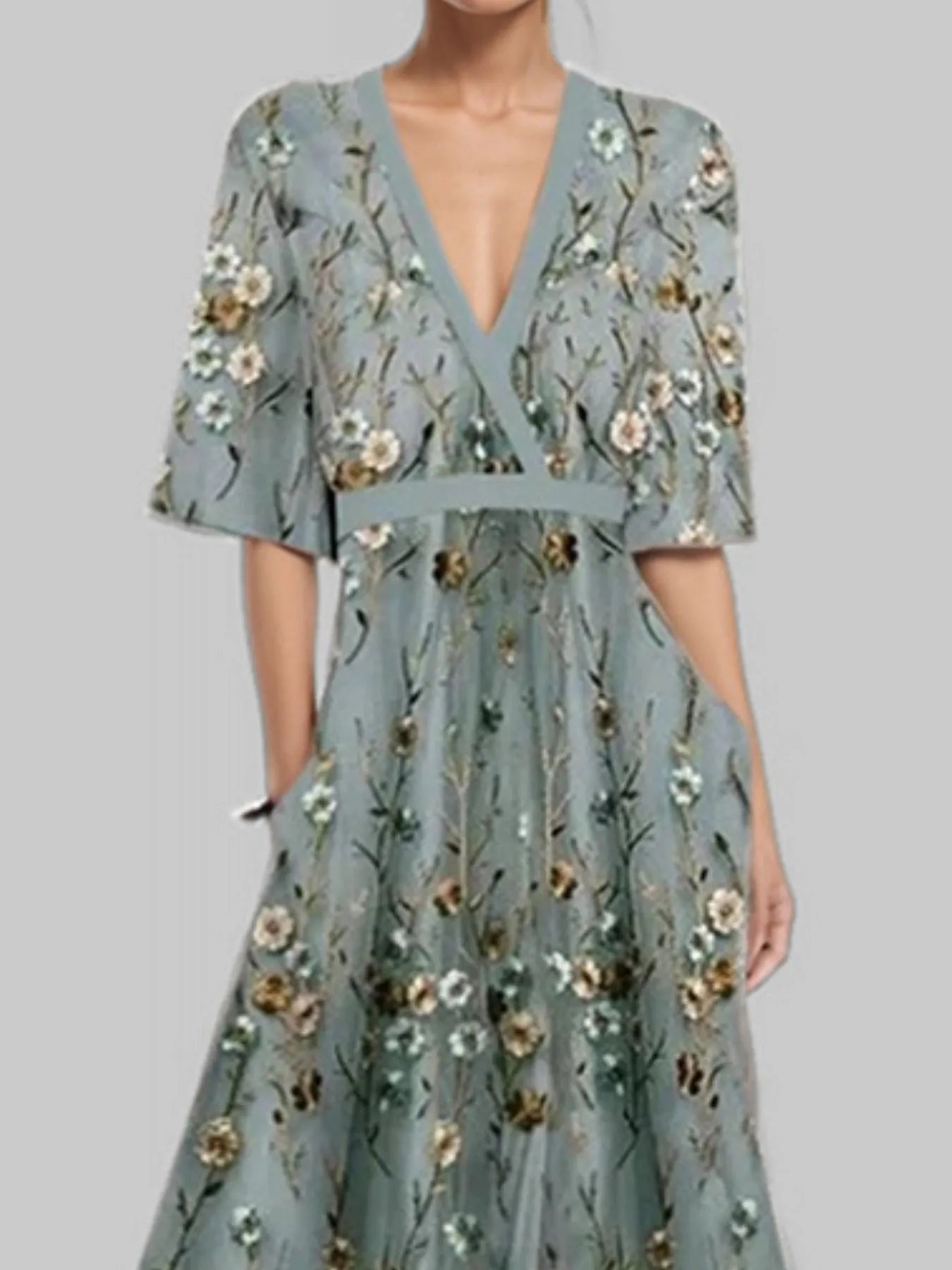 Hazel Blues® |  Floral Print Half Sleeve Maxi Dress