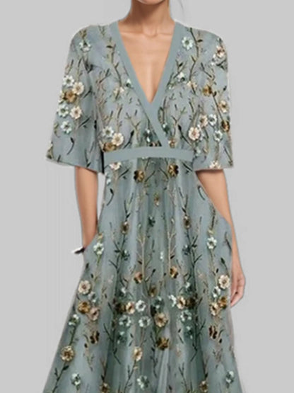 Hazel Blues® |  Floral Print Half Sleeve Maxi Dress