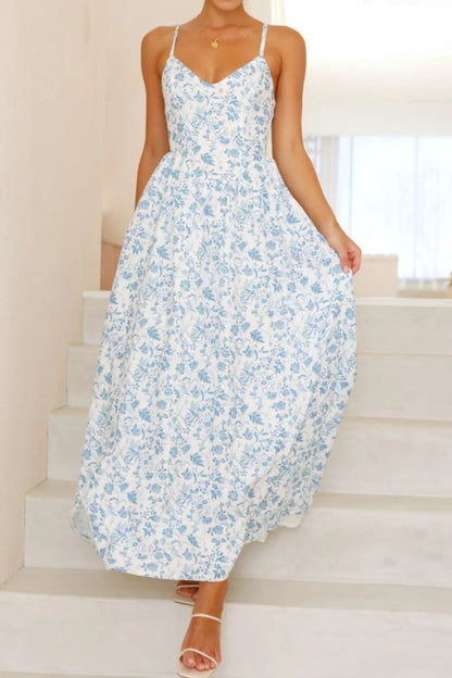 Hazel Blues® |  Bow Back Printed V-Neck Cami Dress