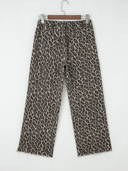 Hazel Blues® |  Leopard Straight Loose Leg Jeans