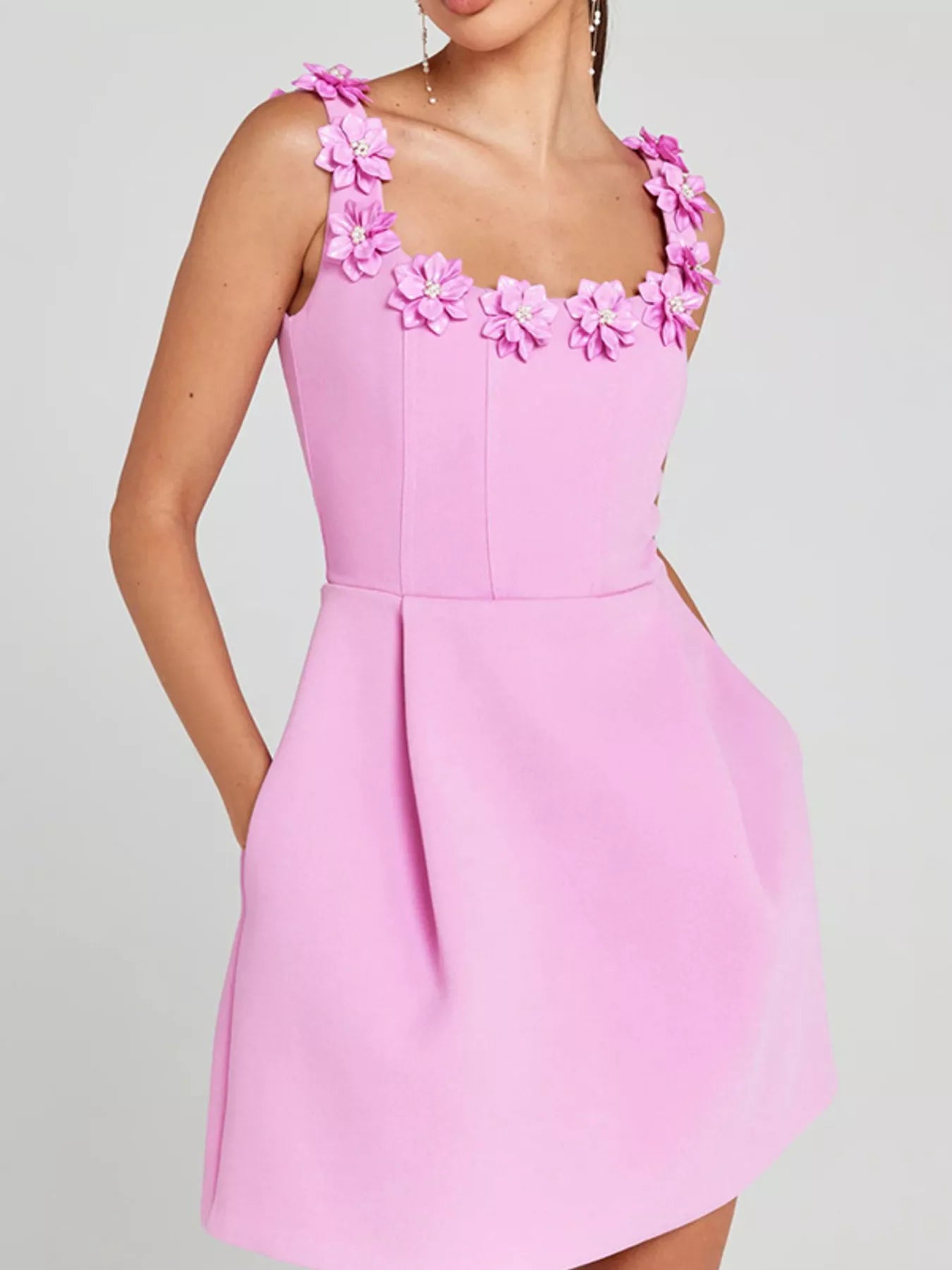 Hazel Blues® |  Floral Sleeveless Mini Dress with Pockets