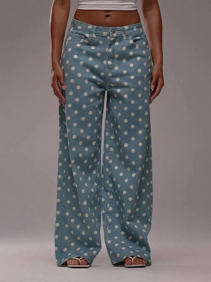 Hazel Blues® |  Polka Dot Wide Leg Jeans