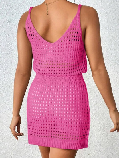 Hazel Blues® |  Openwork V-Neck Sleeveless Cover Up Dress
