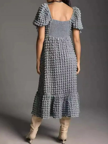 Hazel Blues® |  Textured Sweetheart Neck Short Sleeve Dress