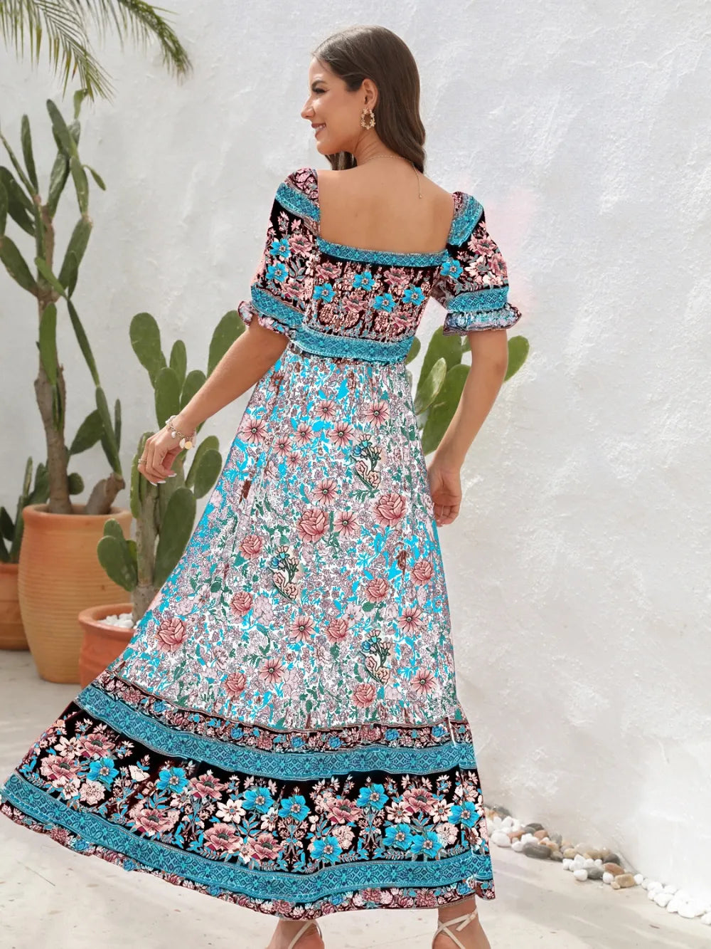 Hazel Blues® |  Floral Flounce Sleeve Midi Dress