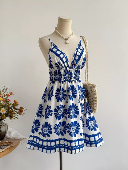 Hazel Blues® |  Floral Print V-Neck Mini Dress