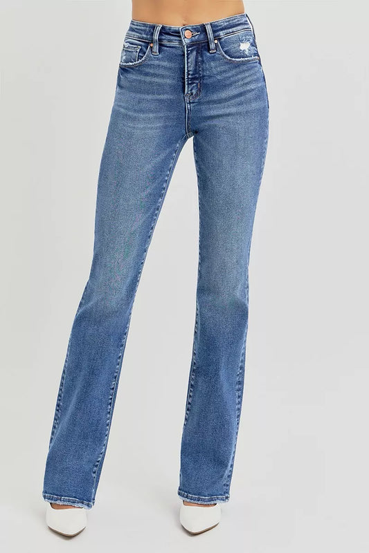 Hazel Blues® | RISEN Tummy Control High Rise Straight Jeans