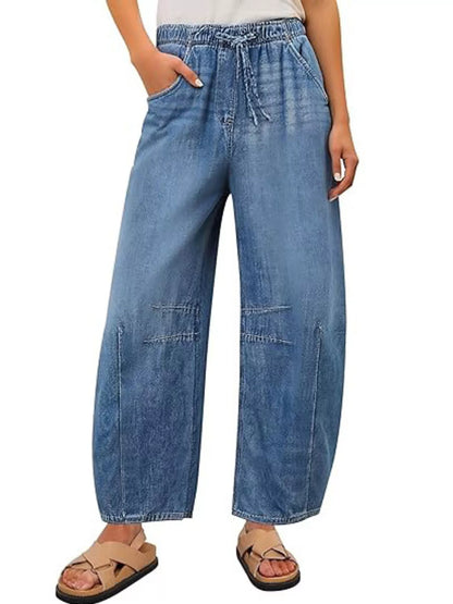 Hazel Blues® |  Elastic Waist Wide Leg Jeans