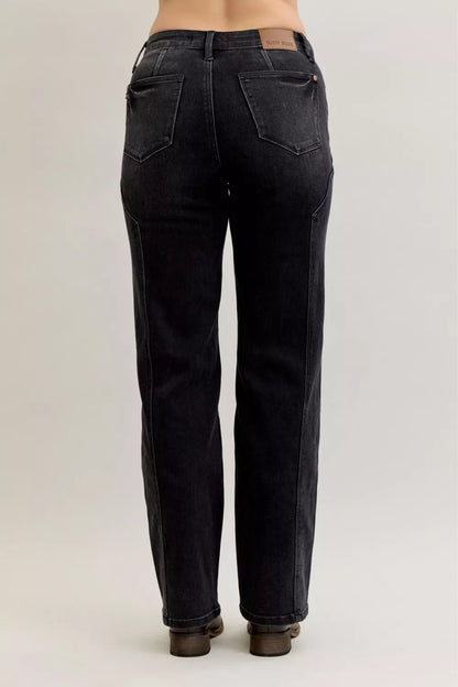 Hazel Blues® |  Judy Blue Mid Rise Straight Western Seam Detail Jeans