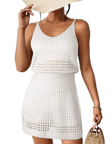 Hazel Blues® |  Openwork V-Neck Sleeveless Cover Up Dress