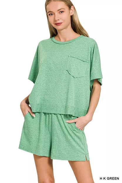 Hazel Blues® |  Zenana Exposed Seam Boxy Top & Shorts Set
