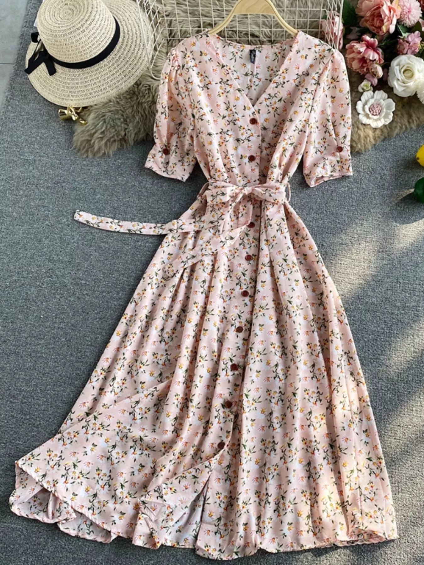 Hazel Blues® |  Floral Print V-Neck Midi Dress