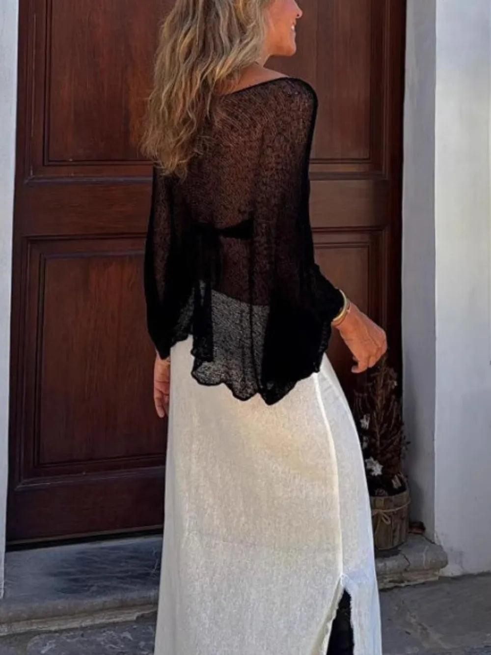 Hazel Blues® | Round Neck Long Sleeve Cover-Up