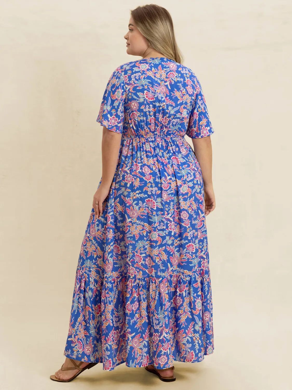 Hazel Blues® | Ruched Printed Short Sleeve Dress