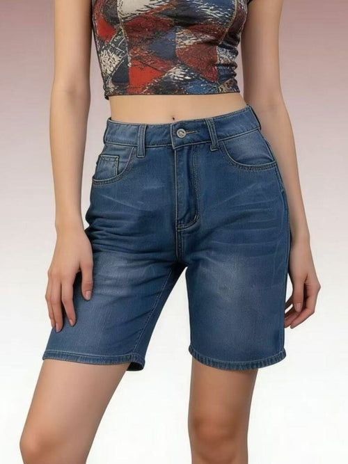 Hazel Blues® |  High Waist Denim Shorts