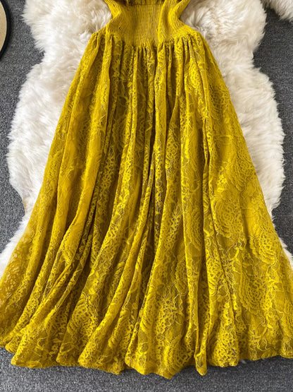 Hazel Blues® |  Ruffled Mock Neck Lace Maxi Dress