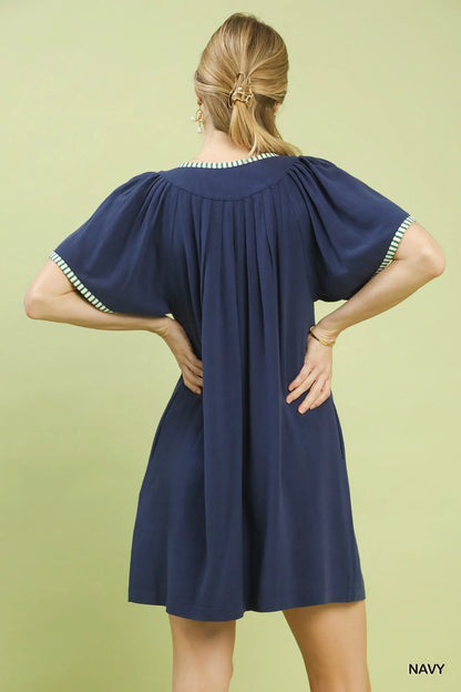 Hazel Blues® |  Umgee Linen Trim Tunic Dress