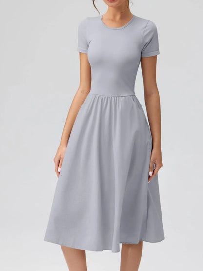 Hazel Blues® |  Round Neck Short Sleeve Dress