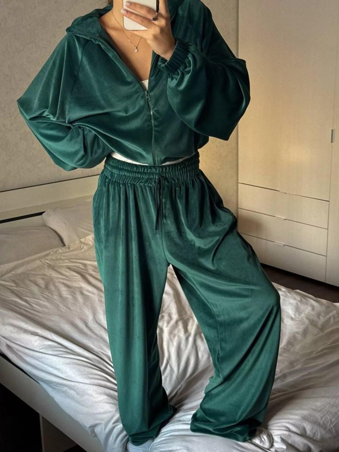 Hazel Blues® |  Zip Up Long Sleeve Outerwear and Pants Set