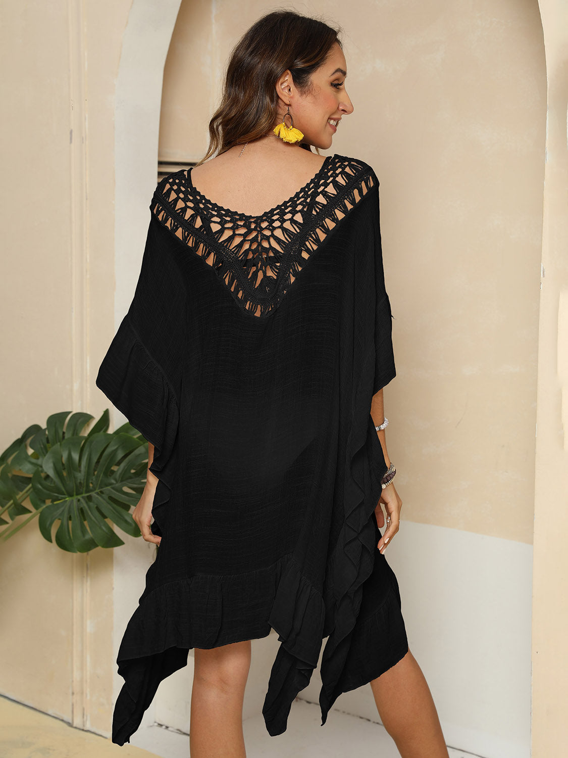 Hazel Blues® | Cutout Ruffled Half Sleeve Cover-Up