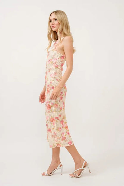 Hazel Blues® |  And The Why Floral Fishnet Bodycon Midi Dress
