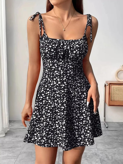 Hazel Blues® |  Floral Print Tie Strap Mini Dress
