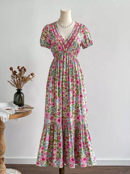 Hazel Blues® |  Floral Print V-Neck Puff Sleeve Dress
