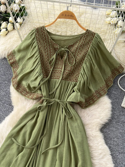 Hazel Blues® |  Tie Neck Short Sleeve Dress