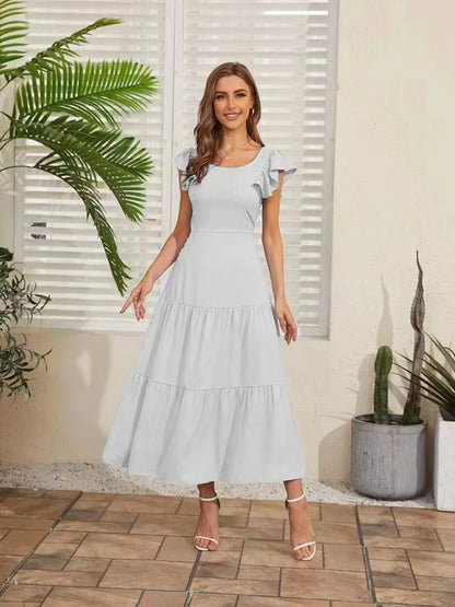 Hazel Blues® |  Flutter Sleeve Cutout Summer Midi Dress