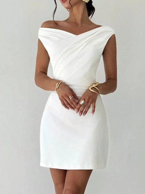Hazel Blues® |  Elegant Off-Shoulder Draped Mini Dress