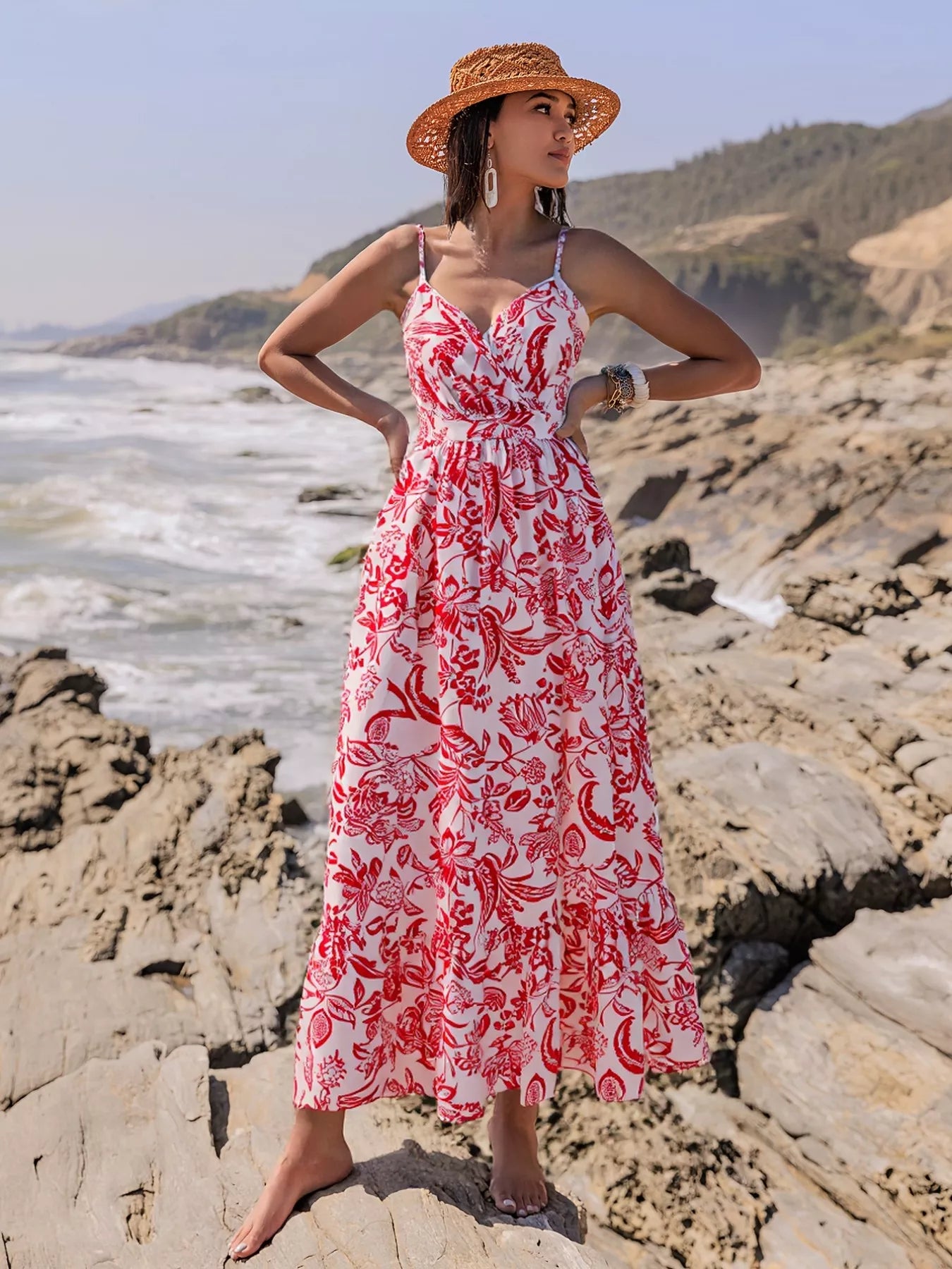 Hazel Blues® |  Printed Spaghetti Strap Midi Dress