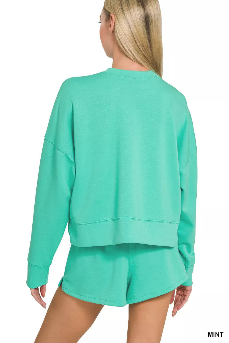 Hazel Blues® |  Zenana Scuba Long Sleeve Sweatshirts & Shorts Set