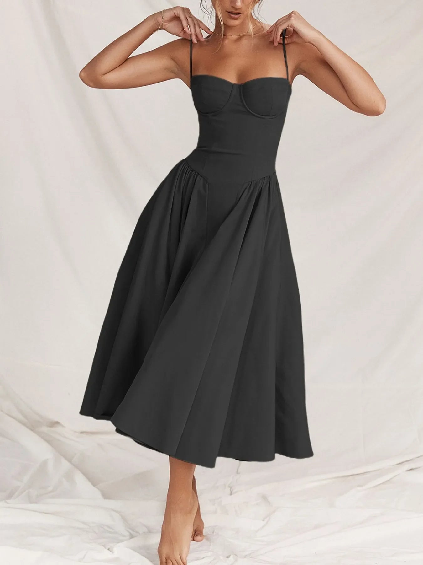 Hazel Blues® |  Ruched Sweetheart Neck Cami Dress