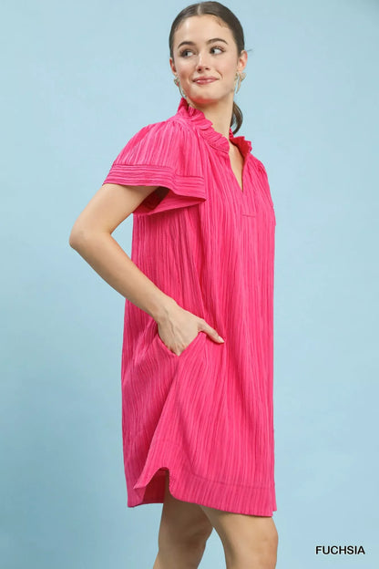 Hazel Blues® |  Umgee Flutter Sleeve V-Neck Shift Dress