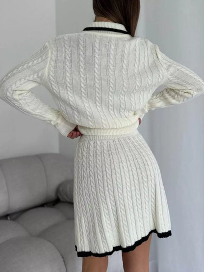 Hazel Blues® |  Cable Knit Long Sleeve Top and Skirt Sweater Set