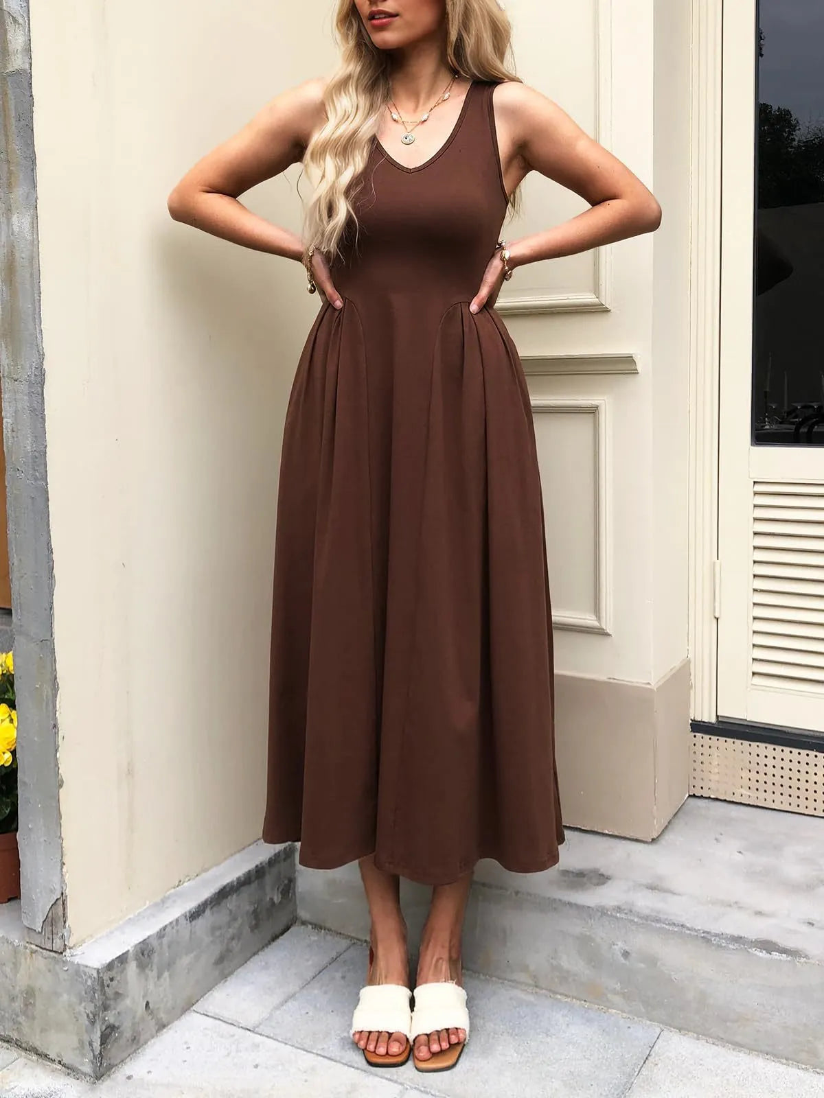 Hazel Blues® |  V-Neck Midi Tank Dress