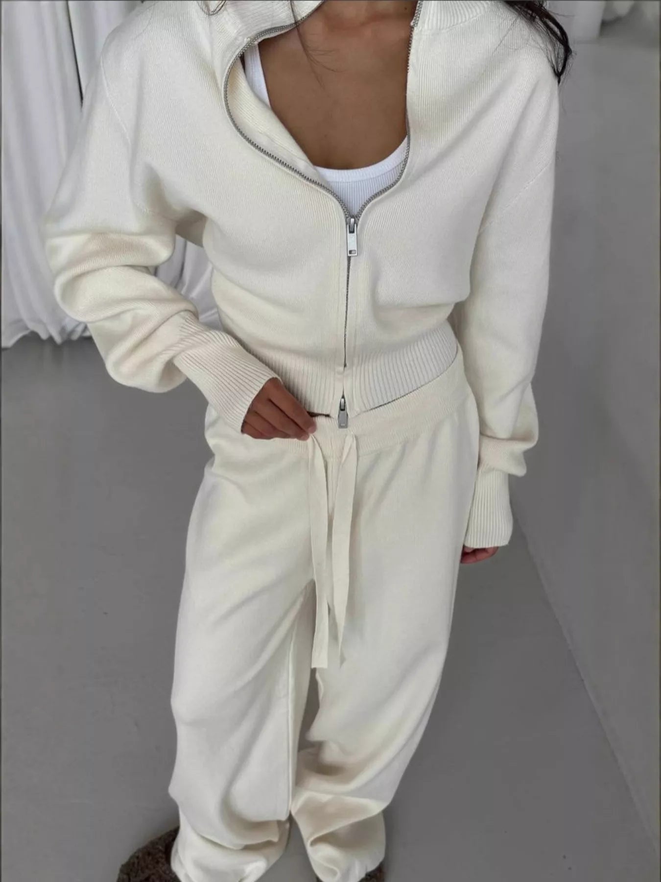 Hazel Blues® |  Zip-Up Outerwear and  Drawstring Pants Set