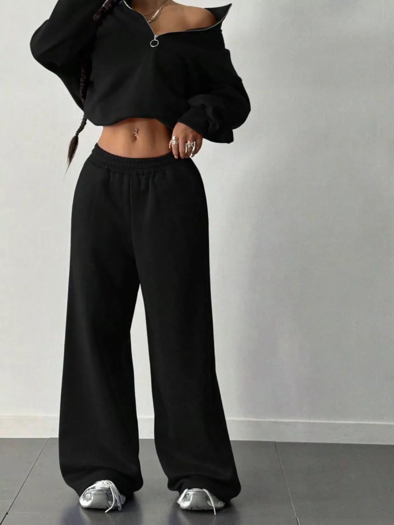 Hazel Blues® |  Half-Zip Long Sleeve Sweatshirt and Pants Set