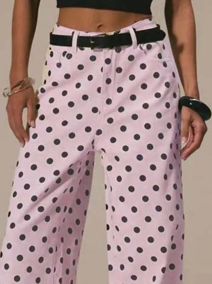 Hazel Blues® |  Polka Dot Wide Leg Jeans