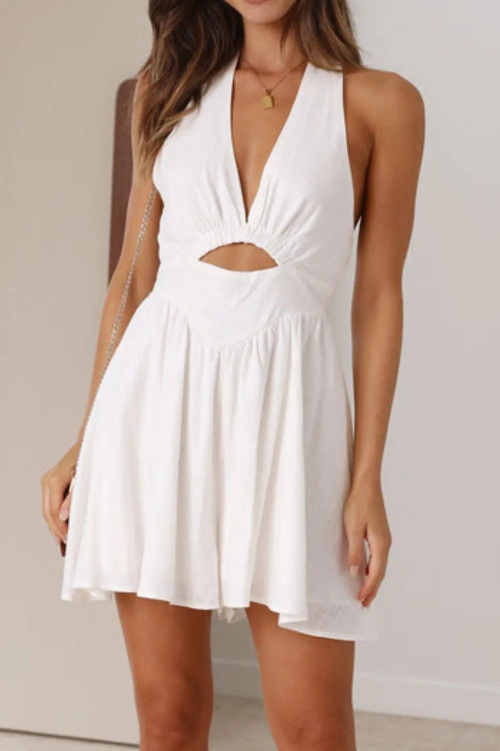 Hazel Blues® |  Cutout Halter Neck Mini Dress