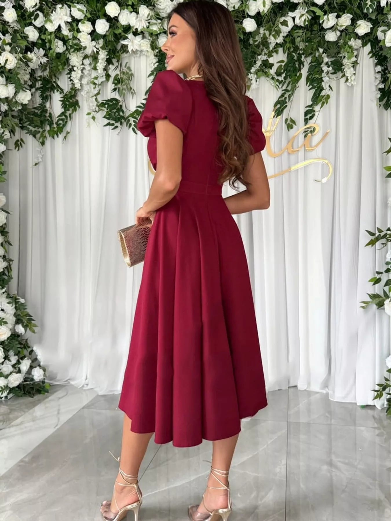 Hazel Blues® |  Surplice Short Sleeve Midi Dress