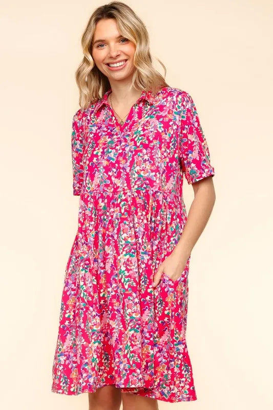 Hazel Blues® |  Haptics Johnny Collar Babydoll Dress with Side Pockets